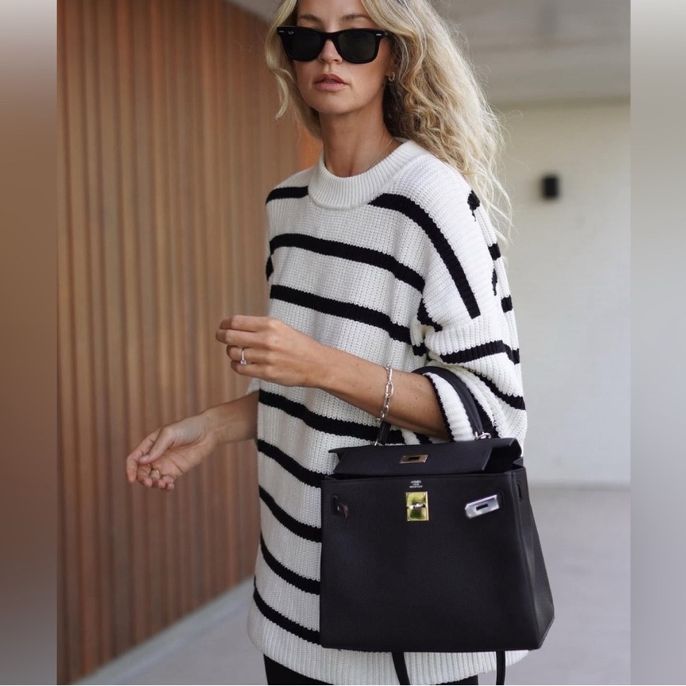 French Striped Knit Cotton Sweater Massimo Dutti